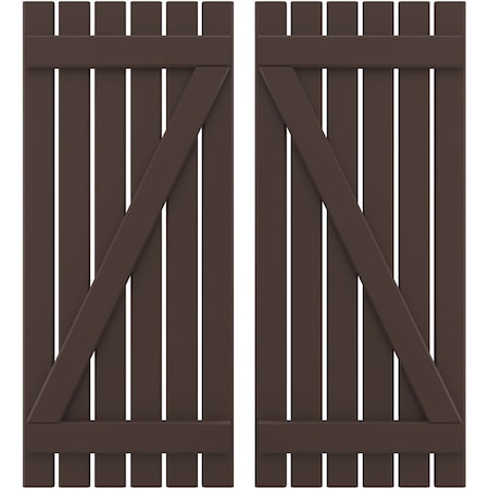 Americraft 6-Board (2 Batten) Wood Spaced Board-n-Batten Shutters W/ Z-Bar, ARW102SB623X63TBH